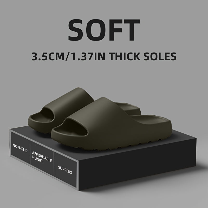 [EVA Non-Slip Slippers] Non-Slip EVA Solid Color Slippers for Men and Women - Outdoor Home Casual Flat Slip-On Sandals, Lightweight Shock-Absorbing Sole, Simple Casual Sport Style, All-Season Beach Slippers, Hand Washable, Men's Indoor Slippers