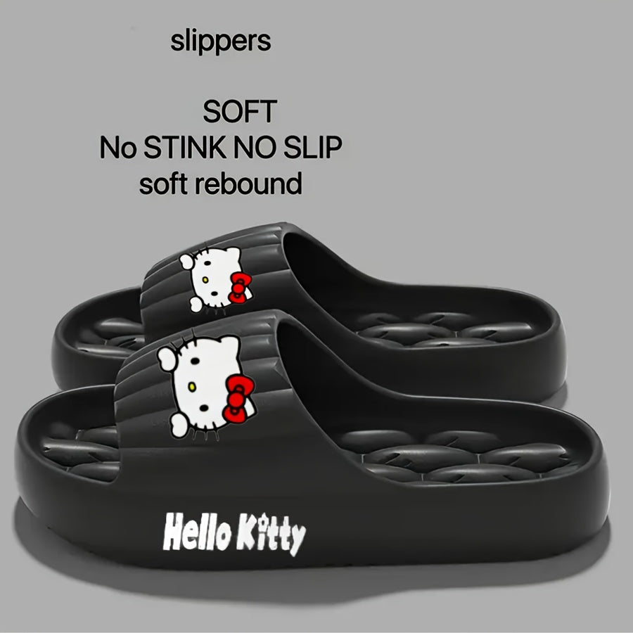 Licensed Women'S Hello Kitty Slide Sandals: Cartoon - Printed, Lightweight EVA Build with Silent & Non-Slip Cushioned Footbed, Comfy Design for Indoor, Home, Bedroom & Casual Lounging, Women Shoes