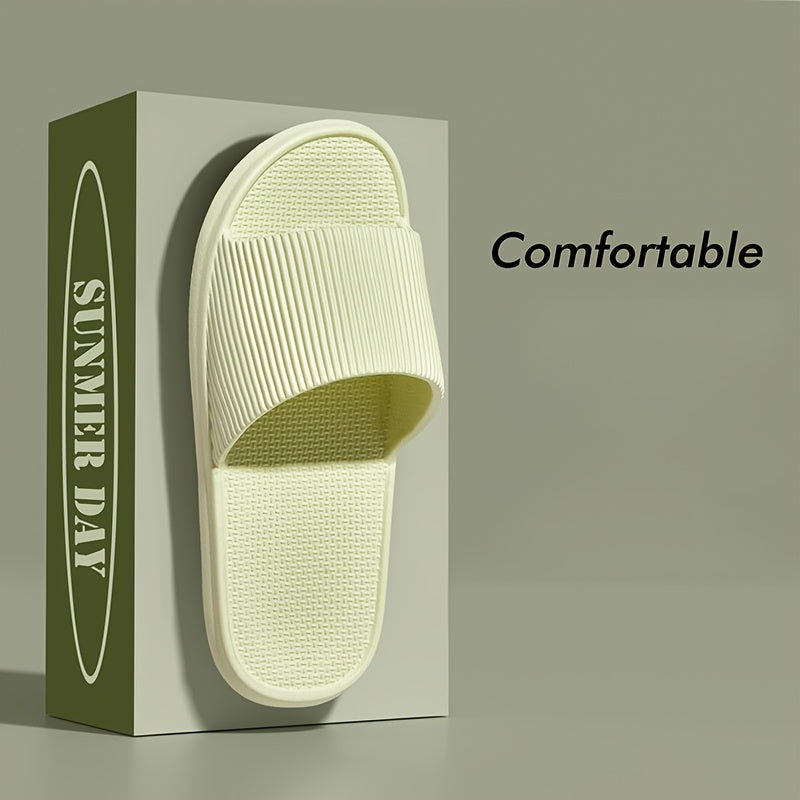 Fashionable Awesome EVA Men'S And Women'S Summer Slippers, Non-Slip, Casual Slides, Ribbed Texture - Perfect for Indoor/Outdoor Use, Beach And Ocean, Men'S And Women'S Slippers, All-Season, Multi-Color Available