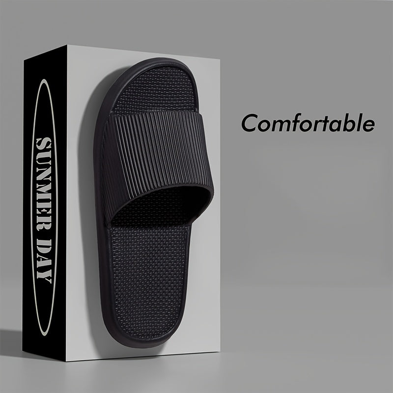 Fashionable Awesome EVA Men'S And Women'S Summer Slippers, Non-Slip, Casual Slides, Ribbed Texture - Perfect for Indoor/Outdoor Use, Beach And Ocean, Men'S And Women'S Slippers, All-Season, Multi-Color Available