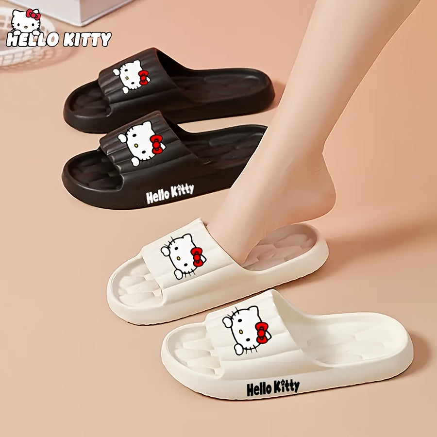 Licensed Women'S Hello Kitty Slide Sandals: Cartoon - Printed, Lightweight EVA Build with Silent & Non-Slip Cushioned Footbed, Comfy Design for Indoor, Home, Bedroom & Casual Lounging, Women Shoes