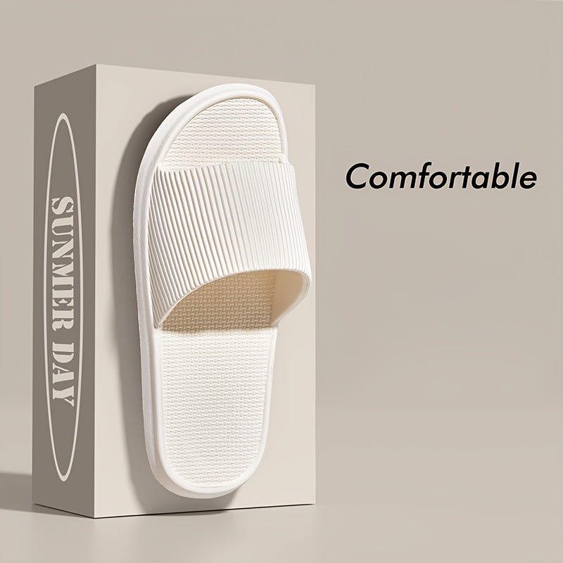 Fashionable Awesome EVA Men'S And Women'S Summer Slippers, Non-Slip, Casual Slides, Ribbed Texture - Perfect for Indoor/Outdoor Use, Beach And Ocean, Men'S And Women'S Slippers, All-Season, Multi-Color Available
