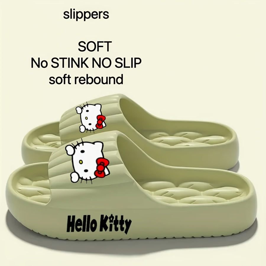 Licensed Women'S Hello Kitty Slide Sandals: Cartoon - Printed, Lightweight EVA Build with Silent & Non-Slip Cushioned Footbed, Comfy Design for Indoor, Home, Bedroom & Casual Lounging, Women Shoes
