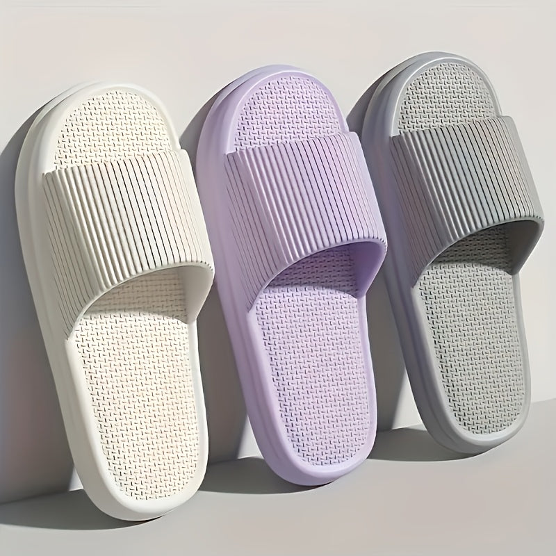 Fashionable Awesome EVA Men'S And Women'S Summer Slippers, Non-Slip, Casual Slides, Ribbed Texture - Perfect for Indoor/Outdoor Use, Beach And Ocean, Men'S And Women'S Slippers, All-Season, Multi-Color Available