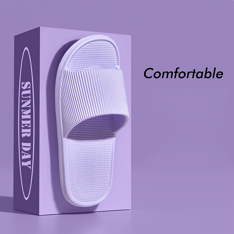 Fashionable Awesome EVA Men'S And Women'S Summer Slippers, Non-Slip, Casual Slides, Ribbed Texture - Perfect for Indoor/Outdoor Use, Beach And Ocean, Men'S And Women'S Slippers, All-Season, Multi-Color Available