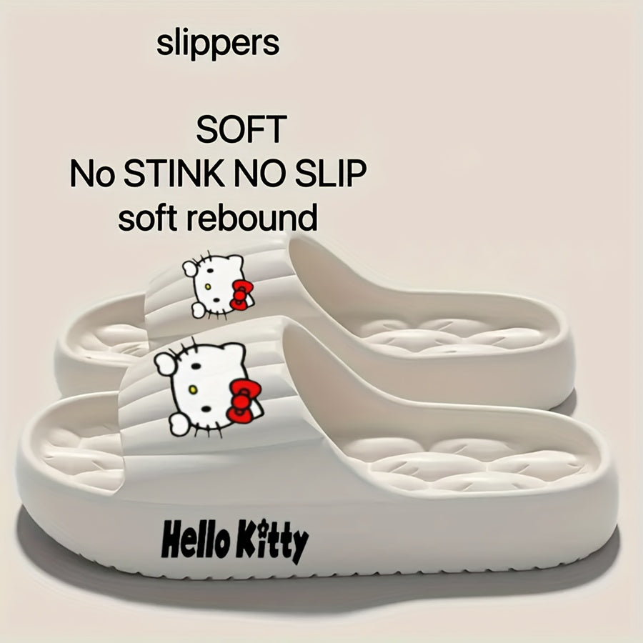 Licensed Women'S Hello Kitty Slide Sandals: Cartoon - Printed, Lightweight EVA Build with Silent & Non-Slip Cushioned Footbed, Comfy Design for Indoor, Home, Bedroom & Casual Lounging, Women Shoes