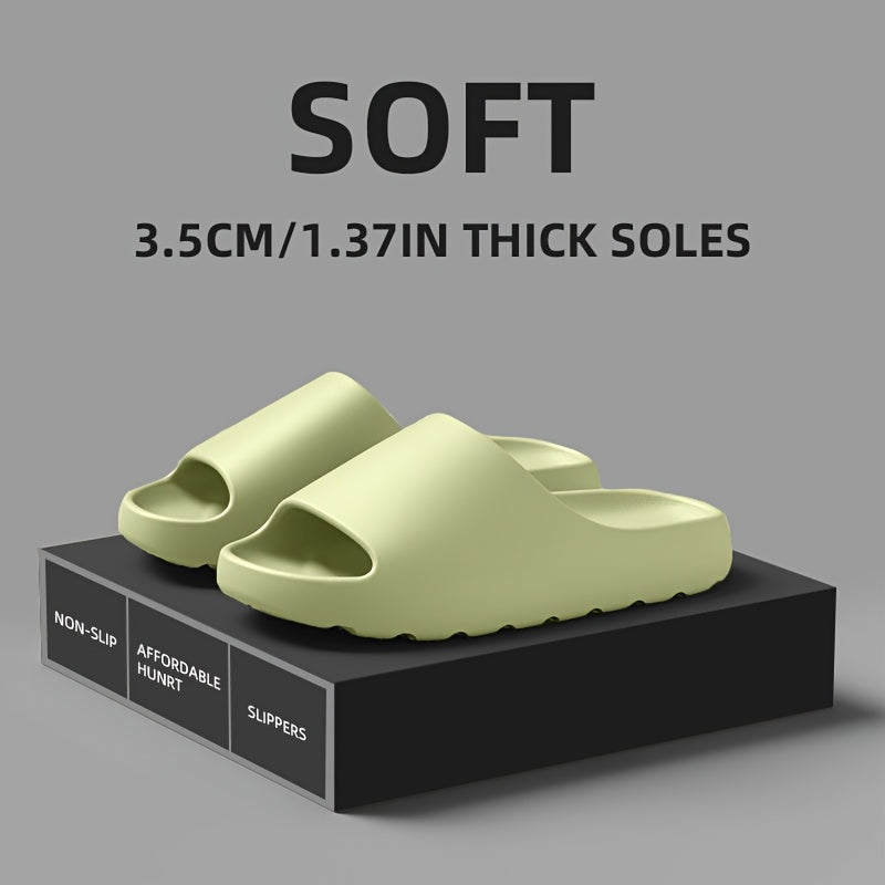 [EVA Non-Slip Slippers] Non-Slip EVA Solid Color Slippers for Men and Women - Outdoor Home Casual Flat Slip-On Sandals, Lightweight Shock-Absorbing Sole, Simple Casual Sport Style, All-Season Beach Slippers, Hand Washable, Men's Indoor Slippers