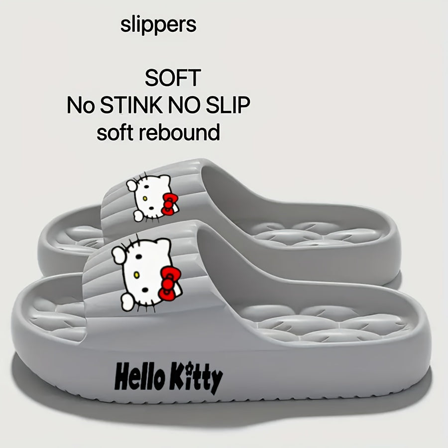 Licensed Women'S Hello Kitty Slide Sandals: Cartoon - Printed, Lightweight EVA Build with Silent & Non-Slip Cushioned Footbed, Comfy Design for Indoor, Home, Bedroom & Casual Lounging, Women Shoes