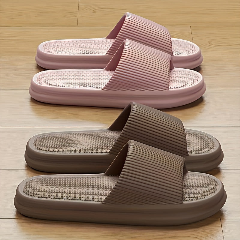 Fashionable Awesome EVA Men'S And Women'S Summer Slippers, Non-Slip, Casual Slides, Ribbed Texture - Perfect for Indoor/Outdoor Use, Beach And Ocean, Men'S And Women'S Slippers, All-Season, Multi-Color Available